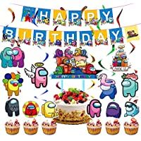 Among Us Party Supplies - Among Us Birthday Party Decoraciones Banner de feliz cumpleaños- globo- espiral- adorno para…